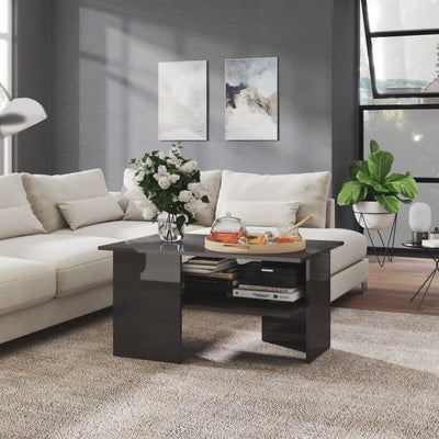 Coffee Table High Gloss Grey 90x60x46.5 cm Engineered Wood Payday Deals