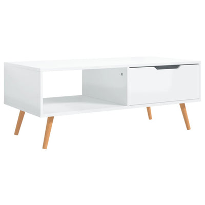 Coffee Table High Gloss White 100x49.5x43 cm Engineered Wood Payday Deals