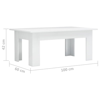 Coffee Table High Gloss White 100x60x42 cm Engineered Wood Payday Deals