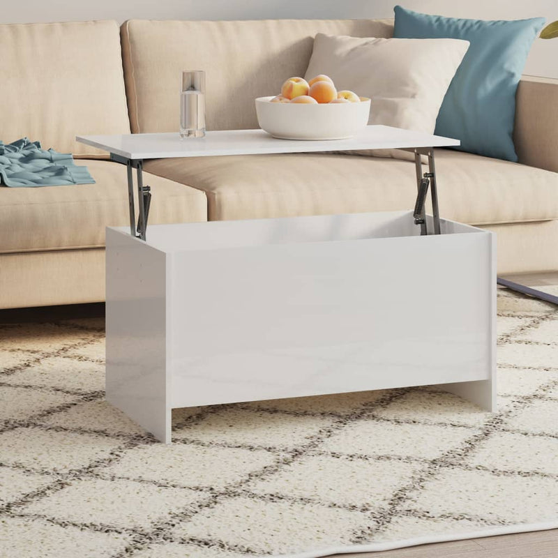 Coffee Table High Gloss White 102x55.5x52.5 cm Engineered Wood Payday Deals