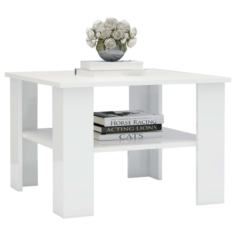 Coffee Table High Gloss White 60x60x42 cm Engineered Wood Payday Deals