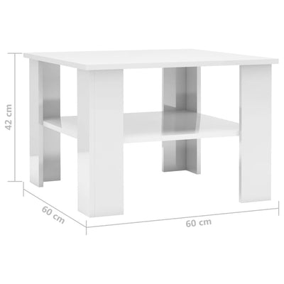 Coffee Table High Gloss White 60x60x42 cm Engineered Wood Payday Deals