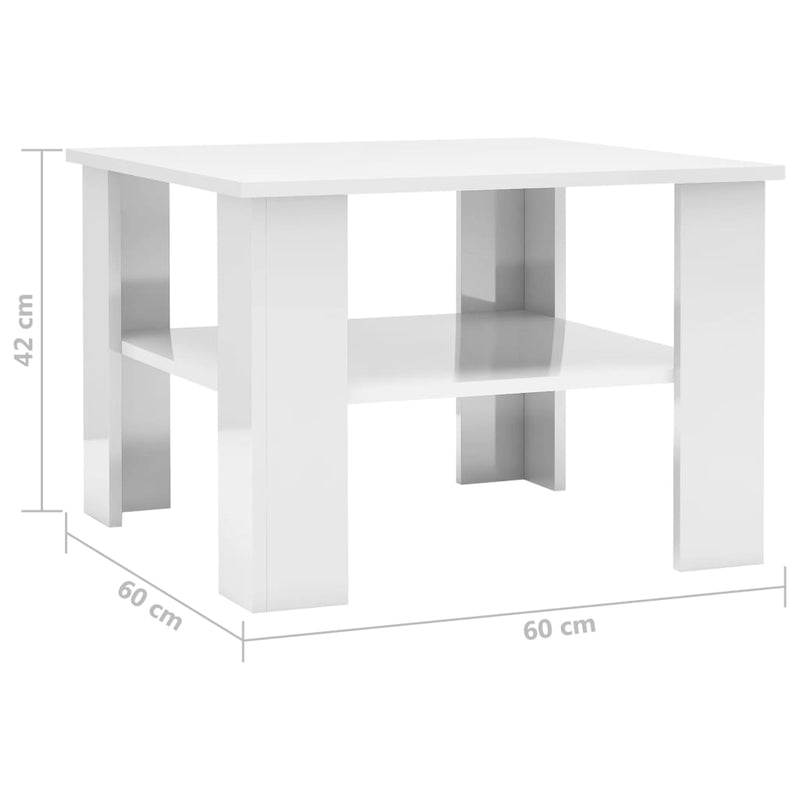Coffee Table High Gloss White 60x60x42 cm Engineered Wood Payday Deals