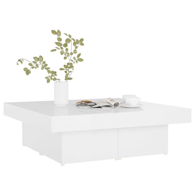 Coffee Table High Gloss White 90x90x28 cm Chipboard Payday Deals