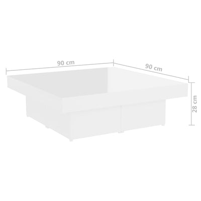 Coffee Table High Gloss White 90x90x28 cm Chipboard Payday Deals