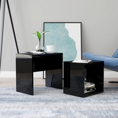 Coffee Table Set High Gloss Black 48x30x45 cm Engineered Wood