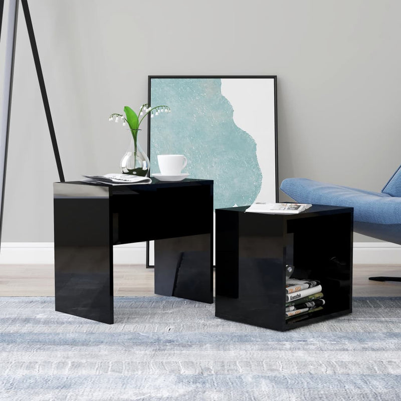 Coffee Table Set High Gloss Black 48x30x45 cm Engineered Wood Payday Deals