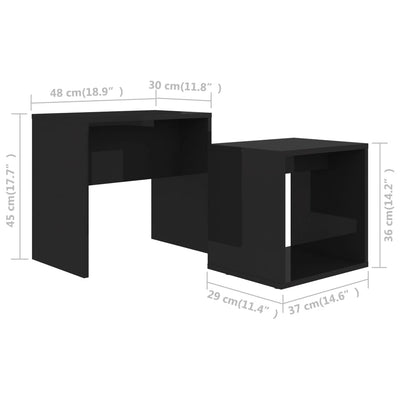 Coffee Table Set High Gloss Black 48x30x45 cm Engineered Wood Payday Deals