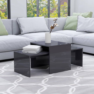 Coffee Table Set High Gloss Grey 100x48x40 cm Chipboard Payday Deals