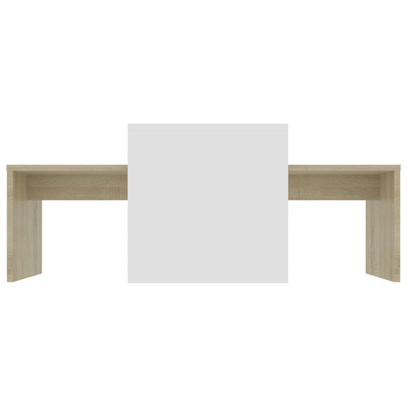 Coffee Table Set White and Sonoma Oak 100x48x40 cm Engineered Wood Payday Deals