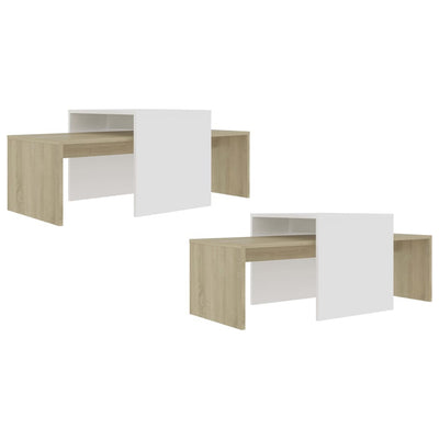 Coffee Table Set White and Sonoma Oak 100x48x40 cm Engineered Wood Payday Deals