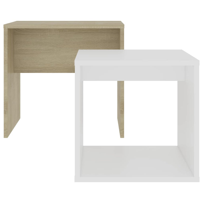 Coffee Table Set White and Sonoma Oak 48x30x45 cm Chipboard Payday Deals