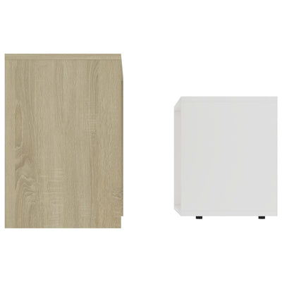 Coffee Table Set White and Sonoma Oak 48x30x45 cm Chipboard Payday Deals