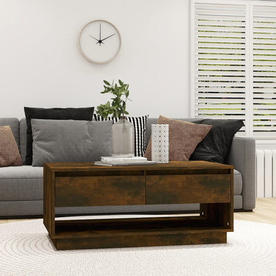 Coffee Table Smoked Oak 102.5x55x44 cm Chipboard