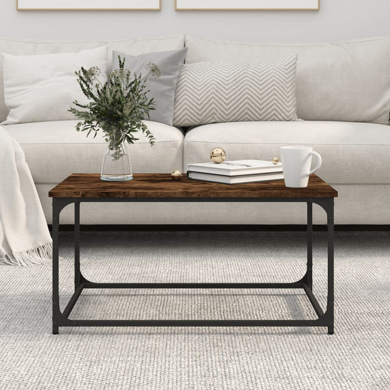 Coffee Table Smoked Oak 80x50x40 cm Engineered Wood and Iron Payday Deals