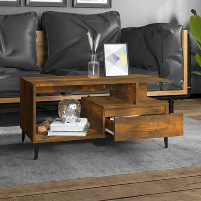 Coffee Table  Smoked Oak 90x49x45 cm Engineered Wood Payday Deals