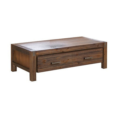Coffee Table Solid Acacia Wood & Veneer 1 Drawers Storage Chocolate Colour Payday Deals