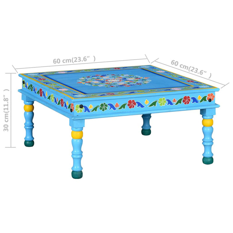 Coffee Table Solid Mango Wood Turquoise Hand Painted Payday Deals