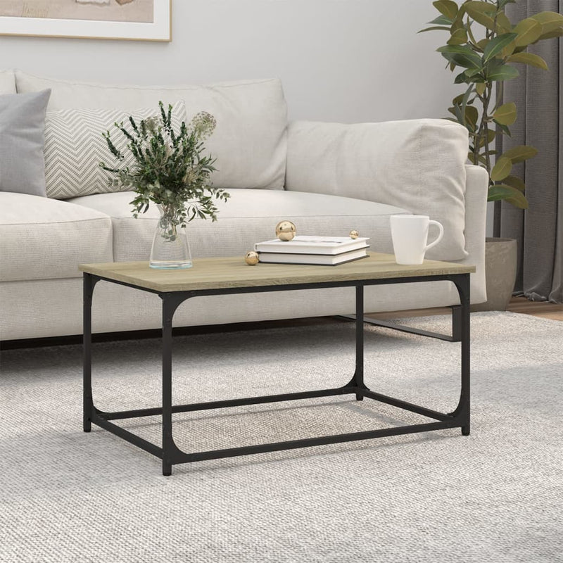 Coffee Table Sonoma Oak 80x50x40 cm Engineered Wood and Iron Payday Deals