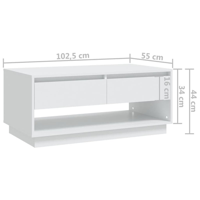 Coffee Table White 102.5x55x44 cm Chipboard Payday Deals