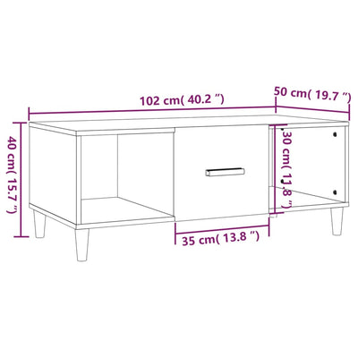 Coffee Table White 102x50x40 cm Engineered Wood Payday Deals