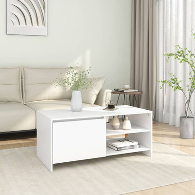 Coffee Table White 102x50x45 cm Engineered Wood Payday Deals