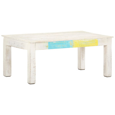 Coffee Table White 110x60x45 cm Solid Mango Wood Payday Deals