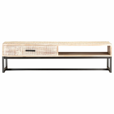 Coffee Table White 117x50x30 cm Solid Acacia Wood Payday Deals
