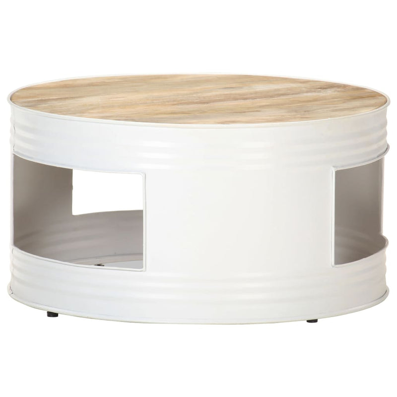 Coffee Table White 68x68x36 cm Solid Mango Wood Payday Deals