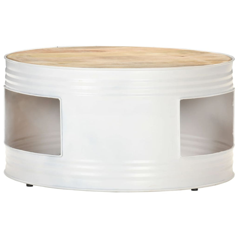 Coffee Table White 68x68x36 cm Solid Mango Wood Payday Deals