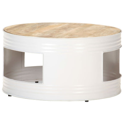 Coffee Table White 68x68x36 cm Solid Mango Wood Payday Deals