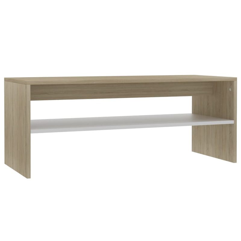 Coffee Table White and Sonoma Oak 100x40x40 cm Engineered Wood Payday Deals