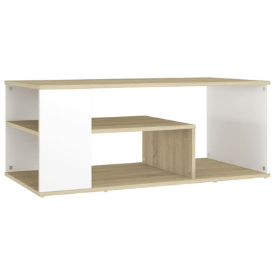 Coffee Table White and Sonoma Oak 100x50x40 cm Chipboard Payday Deals