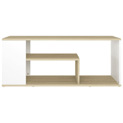 Coffee Table White and Sonoma Oak 100x50x40 cm Chipboard Payday Deals