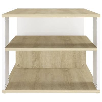 Coffee Table White and Sonoma Oak 100x50x40 cm Chipboard Payday Deals