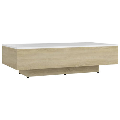 Coffee Table White and Sonoma Oak 115x60x31 cm Engineered Wood Payday Deals