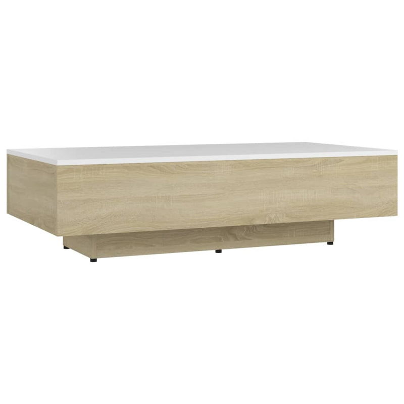 Coffee Table White and Sonoma Oak 115x60x31 cm Engineered Wood Payday Deals