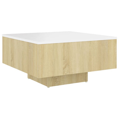 Coffee Table White and Sonoma Oak 60x60x31.5 cm Chipboard Payday Deals