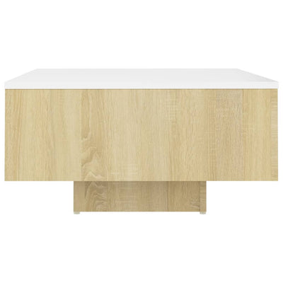 Coffee Table White and Sonoma Oak 60x60x31.5 cm Chipboard Payday Deals