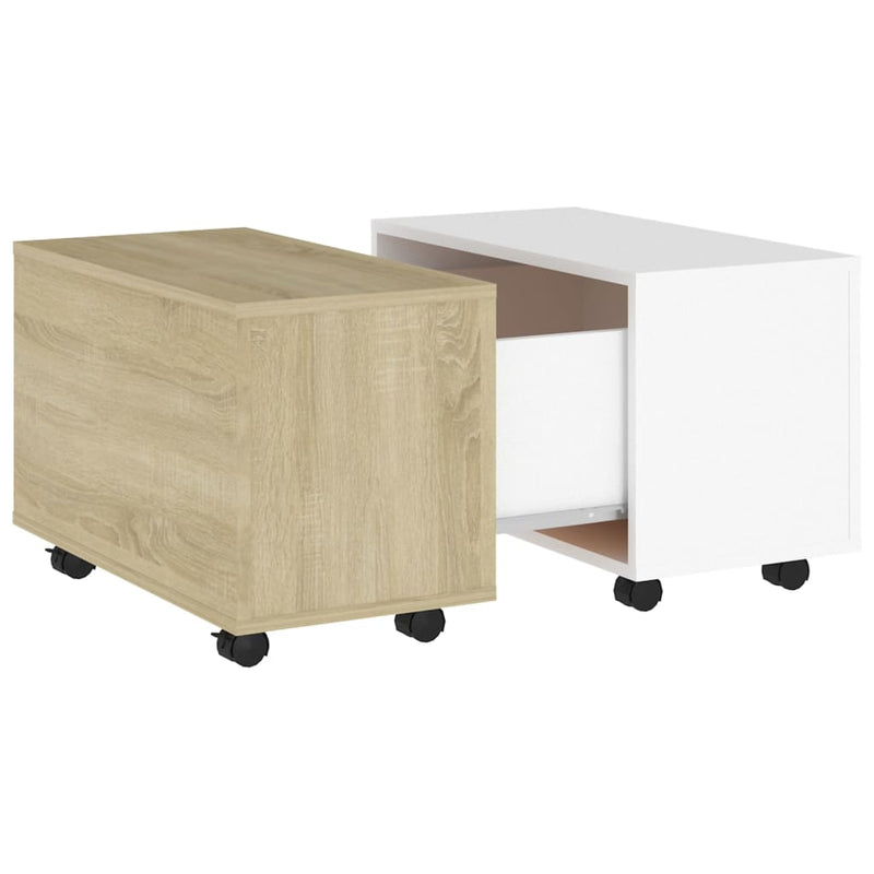 Coffee Table White and Sonoma Oak 60x60x38 cm Engineered Wood Payday Deals