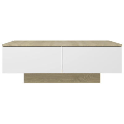 Coffee Table White and Sonoma Oak 90x60x31 cm Engineered Wood Payday Deals