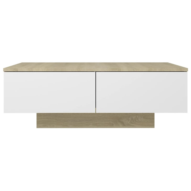 Coffee Table White and Sonoma Oak 90x60x31 cm Engineered Wood Payday Deals