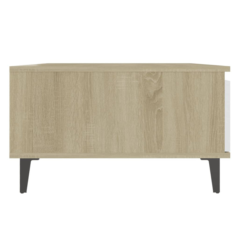 Coffee Table White and Sonoma Oak 90x60x35 cm Chipboard Payday Deals