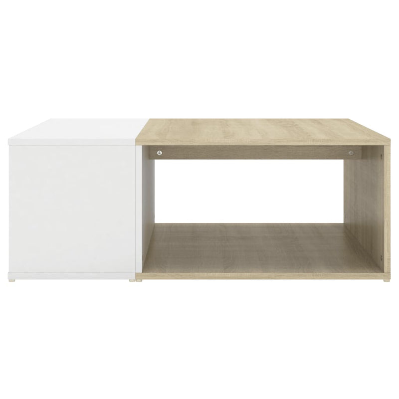 Coffee Table White and Sonoma Oak 90x67x33 cm Chipboard Payday Deals
