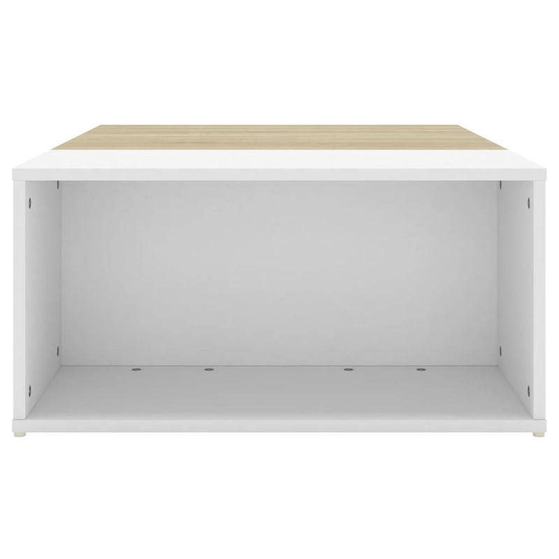 Coffee Table White and Sonoma Oak 90x67x33 cm Chipboard Payday Deals