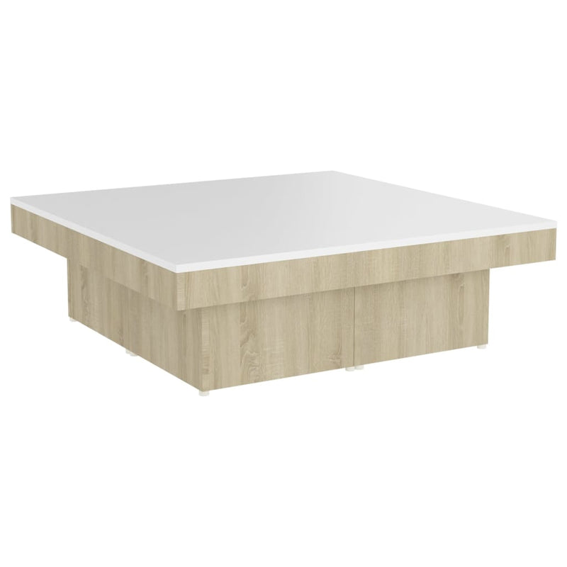 Coffee Table White and Sonoma Oak 90x90x28 cm Chipboard Payday Deals