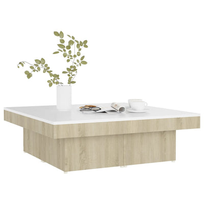 Coffee Table White and Sonoma Oak 90x90x28 cm Chipboard Payday Deals