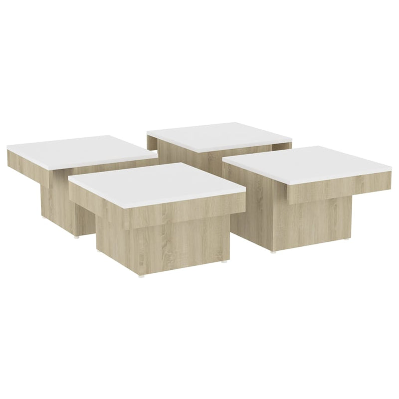 Coffee Table White and Sonoma Oak 90x90x28 cm Chipboard Payday Deals