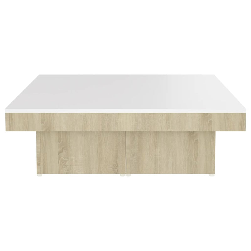 Coffee Table White and Sonoma Oak 90x90x28 cm Chipboard Payday Deals