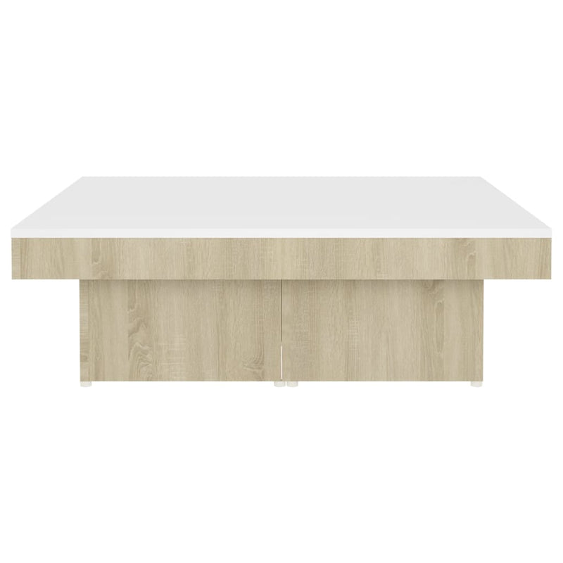 Coffee Table White and Sonoma Oak 90x90x28 cm Chipboard Payday Deals